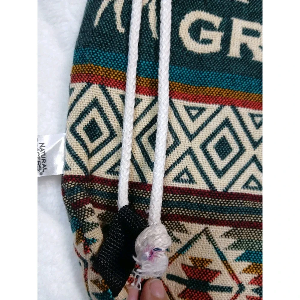 Natural Grocers Drawstring Bag‎ Backpack Alpaca Southwestern Tribal Boho Hippie